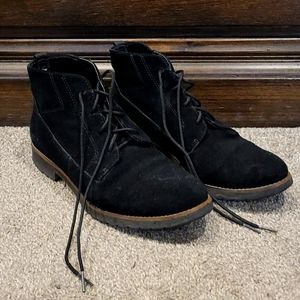 Franco Sarto Civic Suede Black Ankle Lace Up Boots